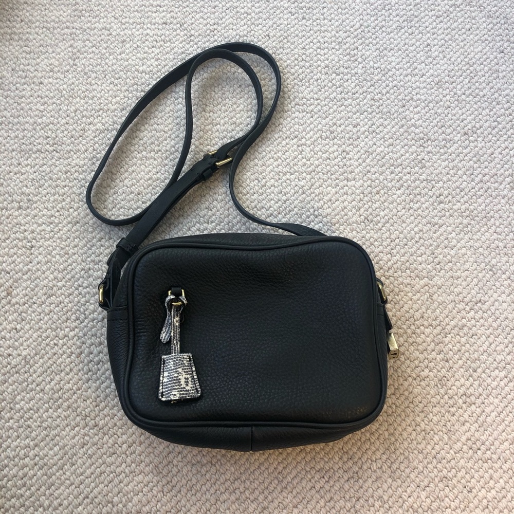 J Crew NWT 100% leather black crossbody bag